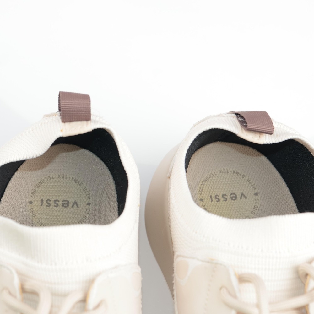 Vessi Womens Everyday Move Sneakers Size 9 Waterproof Beige Knit Lace Up Shoes - Picture 13 of 17
